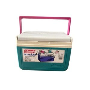 Vintage Coleman Take 6 Fliplid Cooler Teal Pink Personal Lunchbox #5205-818